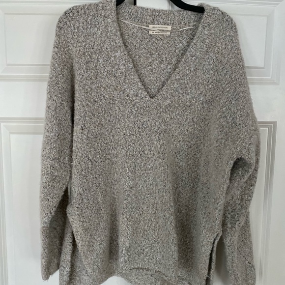 Urban Outfitters Sweaters - UO Oversized Fuzzy V-Neck Side Slit Sweater